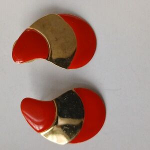 Elegant Red and Gold Earrings